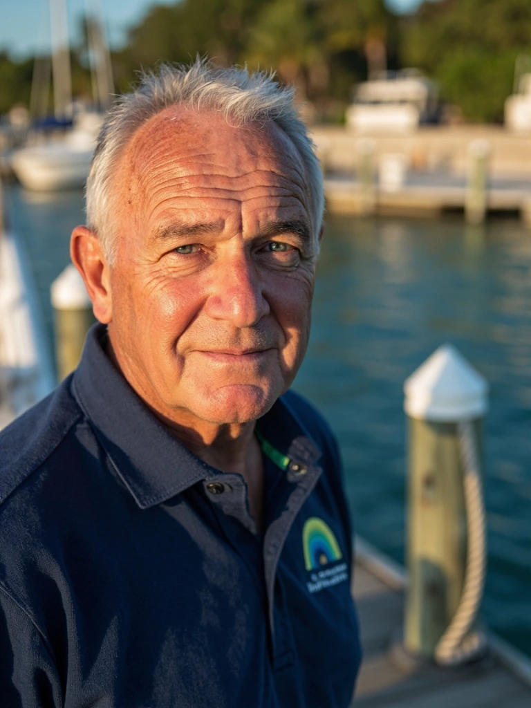 Captain Mike Lambrecht on the Garden Cove dock.